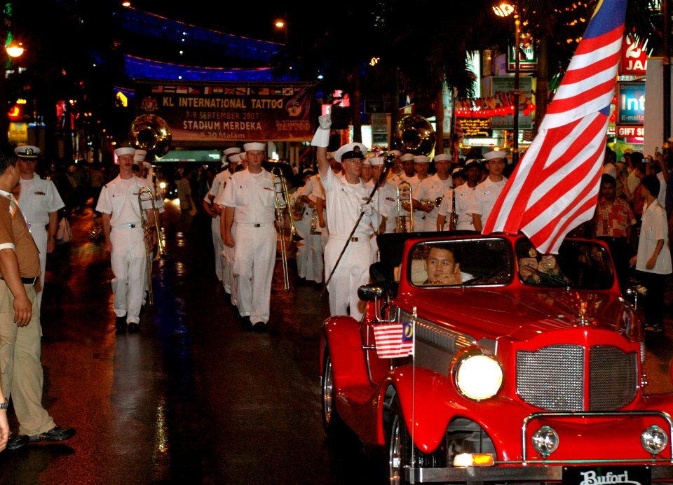 US Navy 070831-N-5174T-019 The Pacific Fleet Band performs in a parade in Kuala Lumpur, to promote the city's upcoming International Tattoo 2007