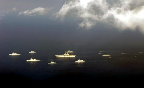 US Navy 070831-N-1810F-001 Ships from the United States and other nations take part in a photo exercise off the coast of Panama during PANAMAX 2007 photo