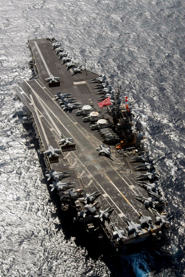US Navy 070905-N-6106R-159 USS Kitty Hawk (CV 63) transits in formation for a joint photo exercise during exercise Malabar 07-2