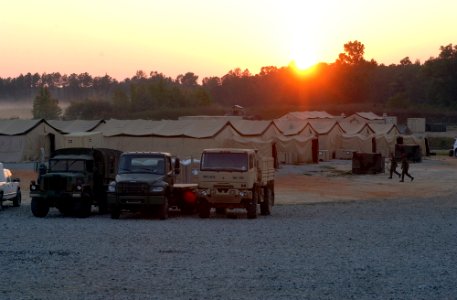 US Navy 070904-N-9936B-099 The sun sets over Exercise COMET 2007's command and control center
