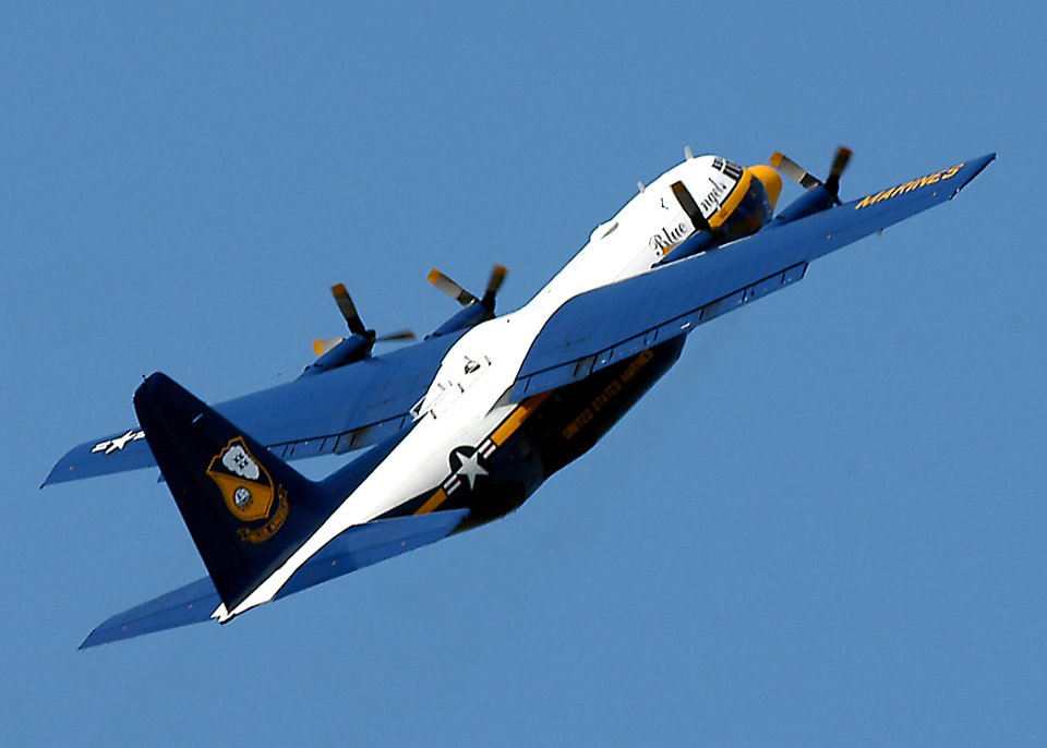 US Navy 070908-N-1082Z-053 The Blue Angels' C-130, Fat Albert, demonstrates a jet-assisted take off during the 2007 Naval Air Station Oceana Air Show