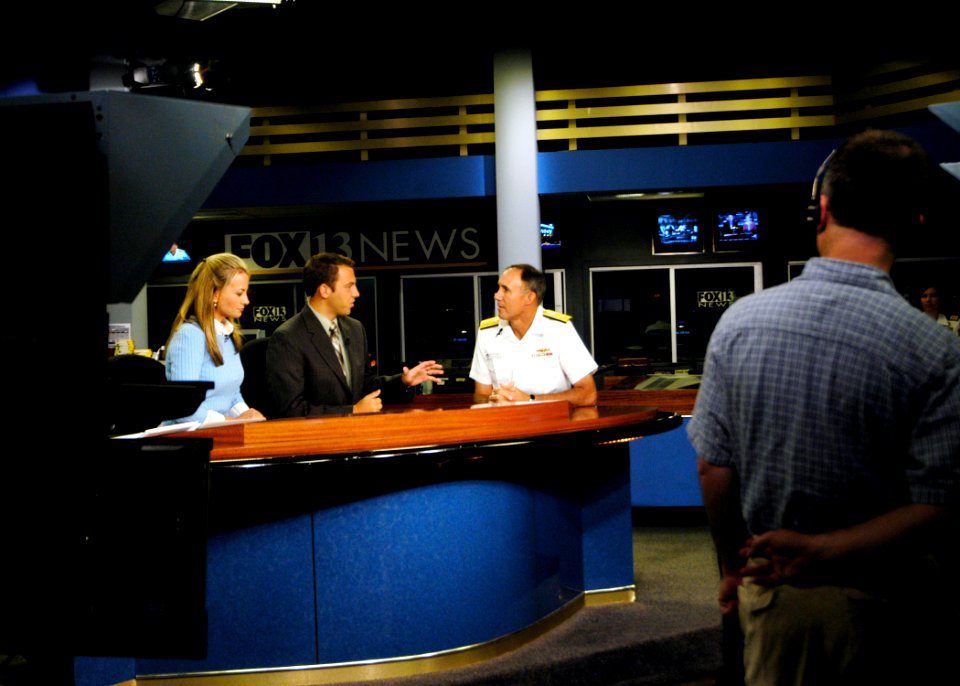 US Navy 070911-N-5208T-001 Rear Adm. Scott R. Van Buskirk, commander of Carrier Strike Group 9, promotes Utah Navy Week on KSTU Fox 13's Good Day Utah television program