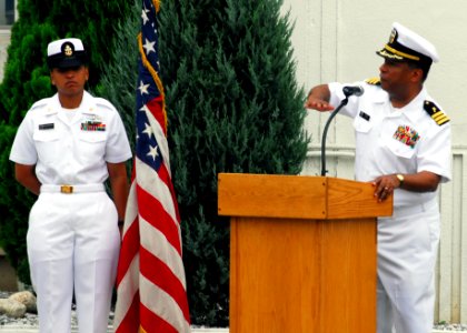 US Navy 070911-N-2638R-003 Cmdr. Derek Ross speaks during a Sept. 11th memorial ceremony at Commander Fleet Activities Yokosuka photo