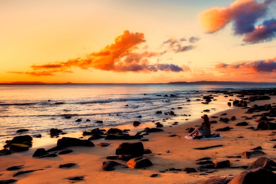Woman girl sunset