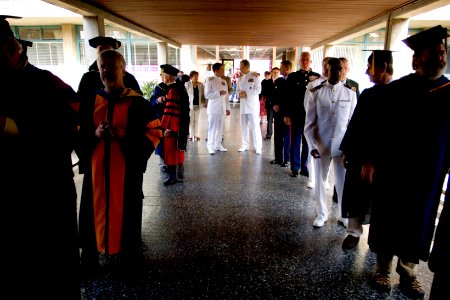 US Navy 070921-N-0696M-084 Chief of Naval Operations (CNO) Adm. Mike Mullen speaks with Vice Adm. David T. Oliver, president of Naval Post Graduate School (NPS), prior to speaking