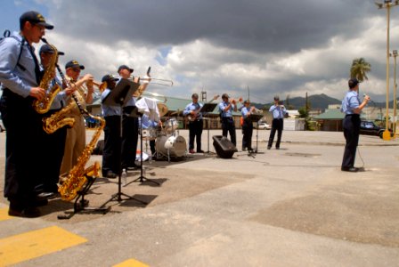 US Navy 070917-N-4238B-009 The U.S. Navy Showband, attached to the Military Sealift Command hospital ship USNS Comfort (T-AH 20), performs for a crowd in Trinidad and Tobago photo