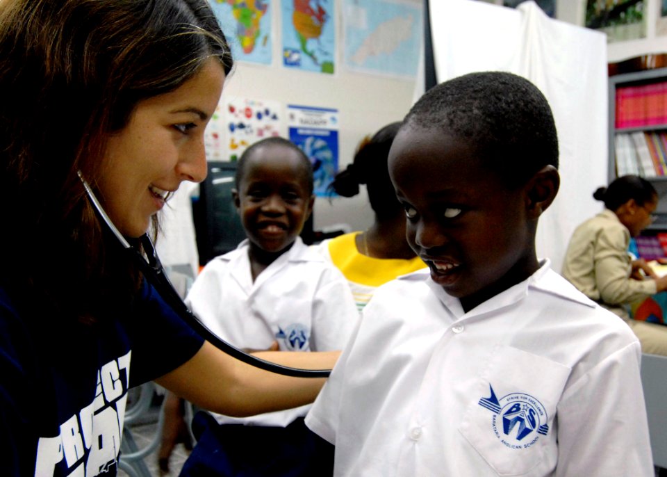 US Navy 070919-N-6278K-082 Karina Craine, a pediatrician and Project Hope volunteer attached to Military Sealift Command hospital ship USNS Comfort (T-AH 20)