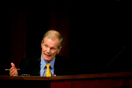 US Navy 070927-N-3642E-156 Sen. Bill Nelson, D-Fla., questions Adm. Gary Roughead, commander of U.S. Fleet Forces Command, after his testimony before the Committee on Armed Services during his confirmation hearing for appointme photo