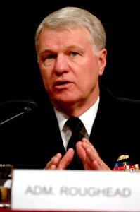US Navy 070927-N-3642E-252 Adm. Gary Roughead, commander of U.S. Fleet Forces Command, testifies before the Committee on Armed Services during his confirmation hearing for appointment to Chief of Naval Operations