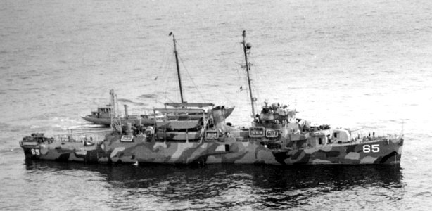 USS Burke (APD-65) off Norfolk, Virginia (USA), on 15 April 1945 (80-G-419620)
