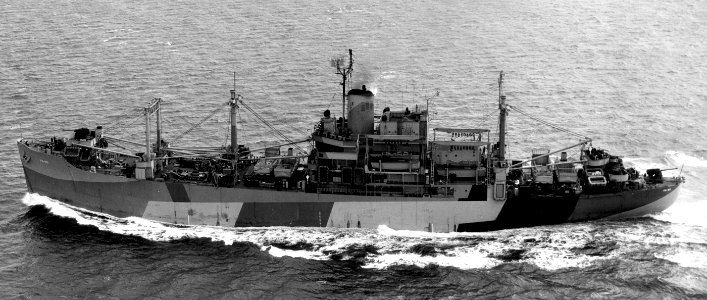 USS Burleigh (APA-95) underway in the Atlantic Ocean on 5 November 1944 (BuAer 286966)