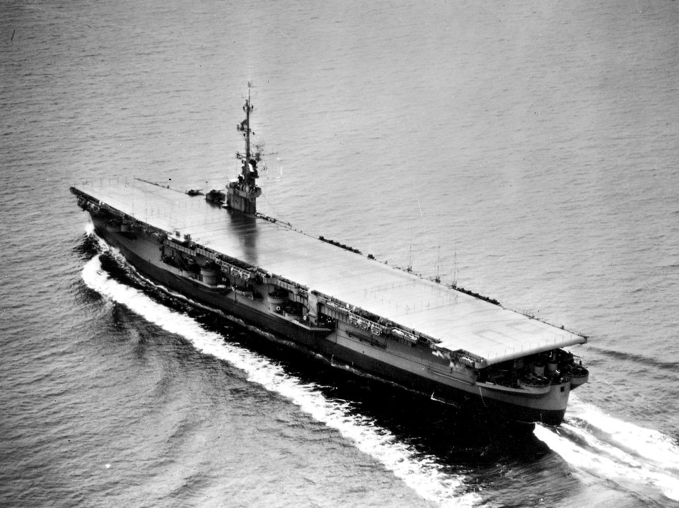 USS Cape Gloucester (CVE-109) off Vasmon Island in March 1945