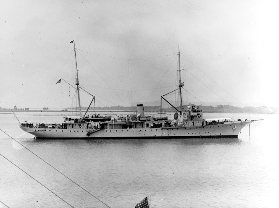USS Bushnell (AS-2) at San Diego, California (USA), during the early 1930s (NH 65017)