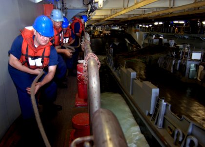 US Navy 071102-N-7027P-063 Coalition forces conduct a crisis response exercise aboard amphibious assault ship USS Wasp (LHD 1)