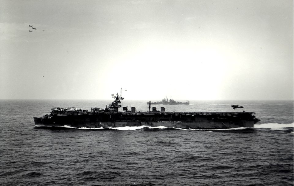 USS Cabot CVL-28 F6F landing 1944