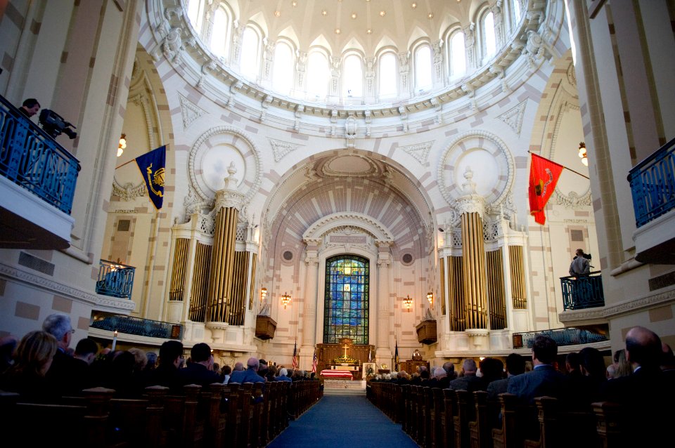 US Navy 071031-N-0696M-405 Capt. Margaret G. Kibben, U.S. Naval Academy chaplain, performs the benediction at the memorial services for Adm. William J. Crowe, the 11th Chairman of the Joint Chiefs of Staff, who died Oct. 18 at