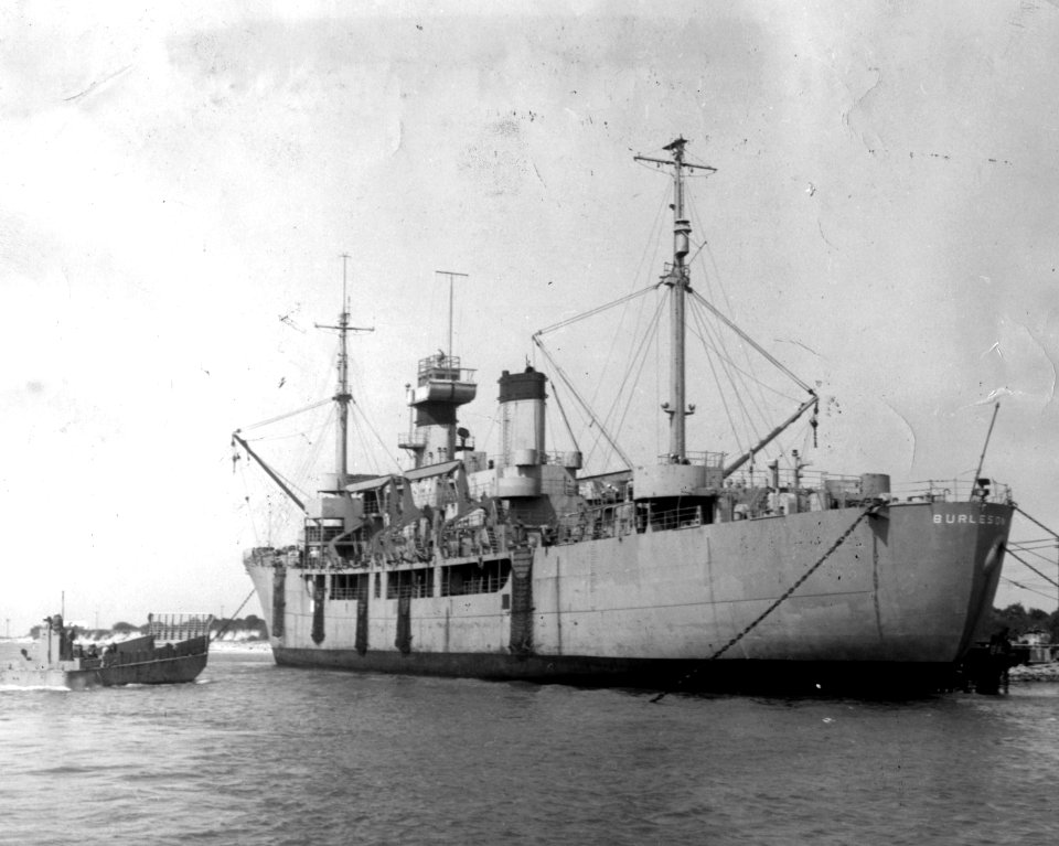 USS Burleson (APA-67) at Naval Amphibious Base Little Creek, Virginia (USA), in 1951 (L45-38.04.02)