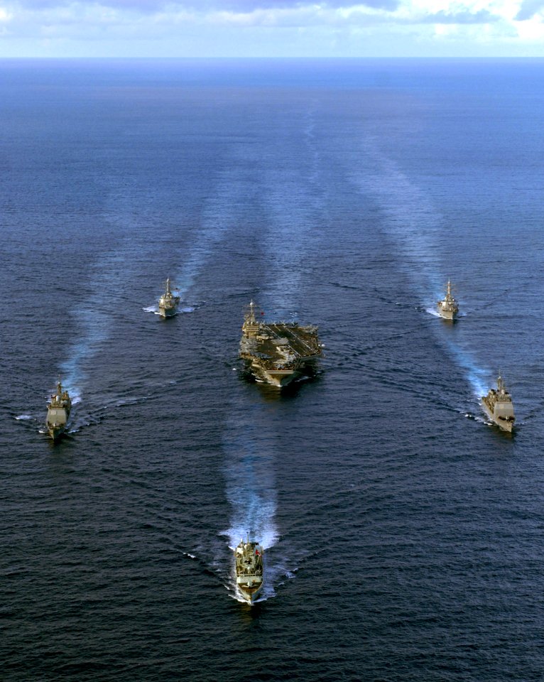 US Navy 071112-N-0455L-006 Harry S. Truman Strike Group 10, perform a multi-ship maneuvering exercise