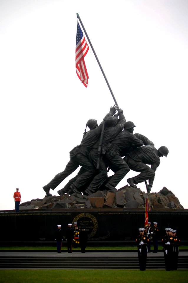 US Navy 071110-N-8273J-126 U.S. Marines conduct a wreath laying ceremony in honor of the 232nd Marine Corps birthday at the Marine Corps War Memorial