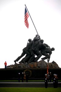 US Navy 071110-N-8273J-126 U.S. Marines conduct a wreath laying ceremony in honor of the 232nd Marine Corps birthday at the Marine Corps War Memorial