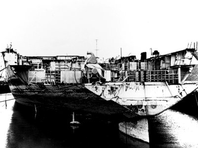 USS Bunker Hill (CV-17) being scrapped at Tacoma c1973 photo