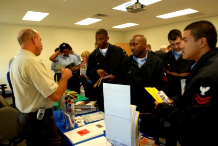 US Navy 071114-N-6081J-001 Sailors learn about education opportunities in the Hampton Roads area during an educational fair held at the Navy College Office on board Naval Station Norfolk
