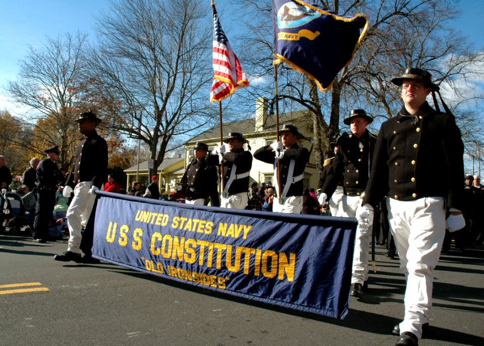 US Navy 071117-N-2893B-001 USS Constitution Sailors march at the annual Plymouth Thanksgiving Parade