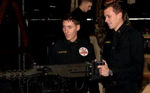 US Navy 071115-N-0989H-041 Service members assigned to the Navy Expeditionary Combat Command (NECC) discuss the capabilities and the responsibilities of NECC to midshipmen during a professional development mission
