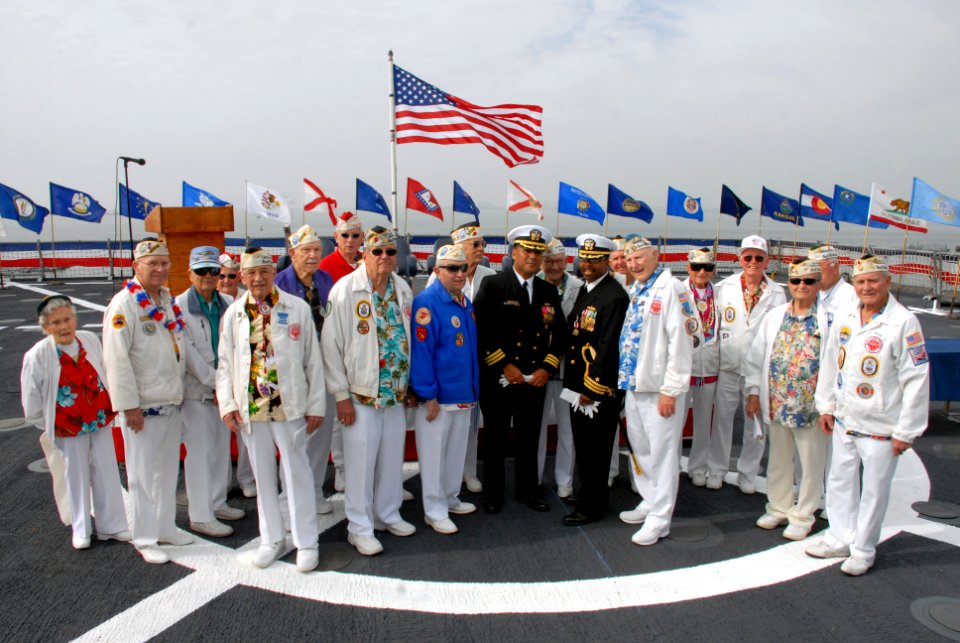 US Navy 071120-N-9909C-001 A large contingent of Pearl Harbor survivors attended the Change of Command Ceremony aboard the amphibious dock landing ship USS Pearl Harbor (LSD 52)