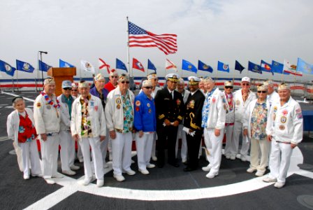 US Navy 071120-N-9909C-001 A large contingent of Pearl Harbor survivors attended the Change of Command Ceremony aboard the amphibious dock landing ship USS Pearl Harbor (LSD 52)