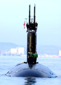 US Navy 071124-N-0780F-002 The Los Angeles-class nuclear-powered submarine USS Montpelier (SSN 765) arrives in Souda Harbor for a routine port visit photo