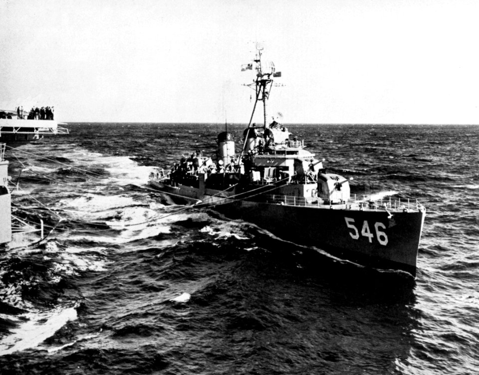 USS Brown (DD-546) being refueled in 1958