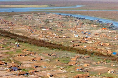 US Navy 071126-N-1831S-284 An aerial view of damages to a village and infrastructures following Cyclone Sidr, which swept into southern Bangladesh on Nov. 15