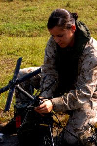 US Navy 071127-N-5642P-171 U.S. Marine Corporal Laura Buckingham, assigned to the 22nd Marine Expeditionary Unit (MEU) (Special Operations Capable), which is currently attached to amphibious assault ship USS Kearsarge (LHD 3),
