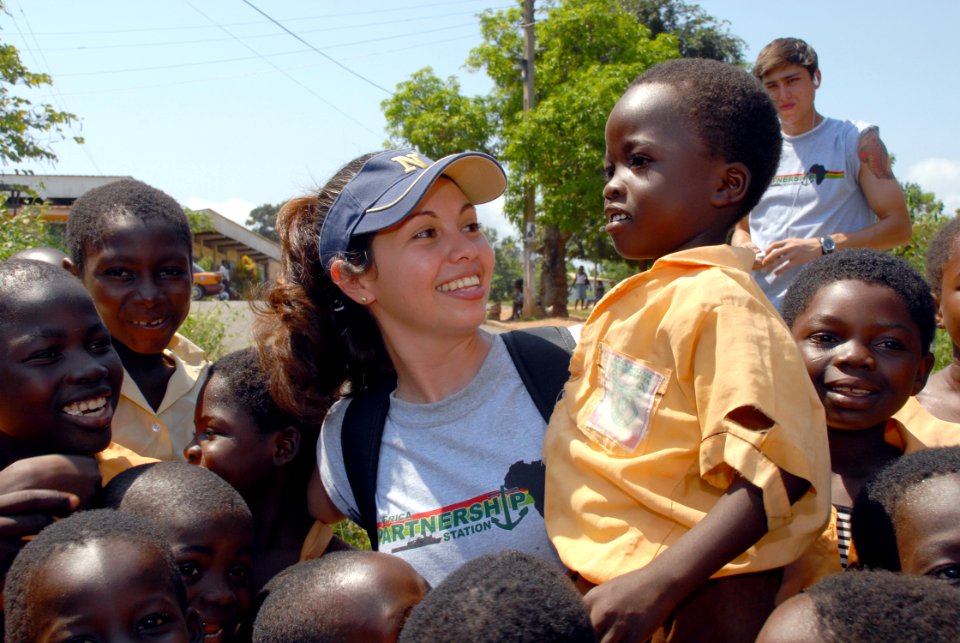 US Navy 071128-N-0193M-400 Lt.j.g. Erica Goodwin visits the children going to school next door to Essikado Hospital in Takoradi, Ghana Nov. 28