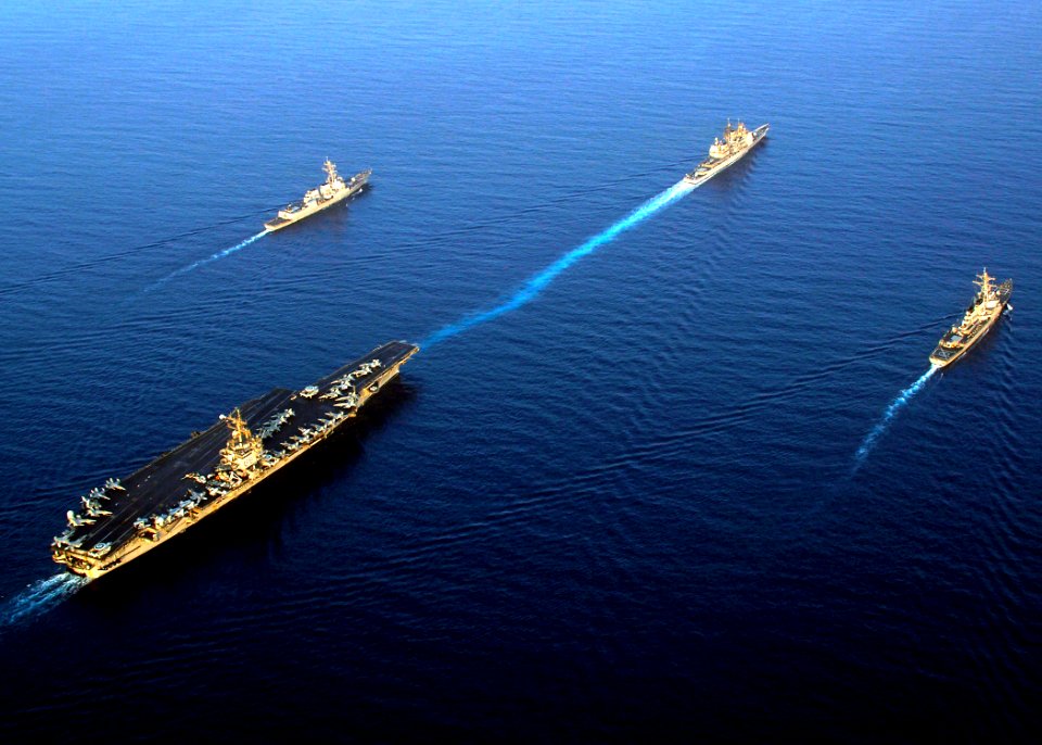 US Navy 071130-N-5928K-009 The nuclear-powered aircraft carrier USS Enterprise (CVN 65), guided-missile cruiser USS Gettysburg (CG-64), guided-missile destroyer USS Stout (DDG-55) and guided-missile destroyer USS James E. Willi