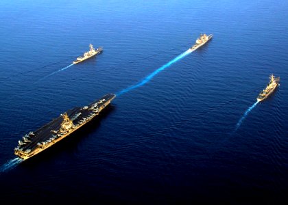 US Navy 071130-N-5928K-009 The nuclear-powered aircraft carrier USS Enterprise (CVN 65), guided-missile cruiser USS Gettysburg (CG-64), guided-missile destroyer USS Stout (DDG-55) and guided-missile destroyer USS James E. Willi