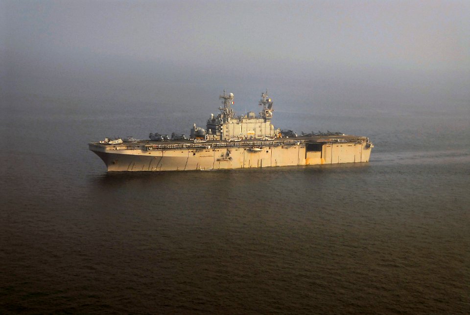 US Navy 071204-N-4774B-614 The amphibious assault ship USS Tarawa (LHA 1) transits the Bay of Bengal off the southern coast of Bangladesh