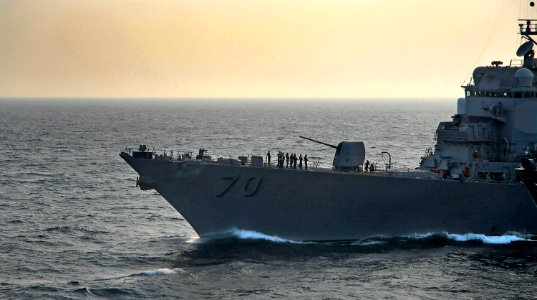 US Navy 071202-N-4774B-029 The guided-missile destroyer USS Hopper (DDG 70) prepares for a replenishment-at-sea with the Military Sealift Command fleet replenishment oiler USNS Walter S. Diehl (T-AO 193)