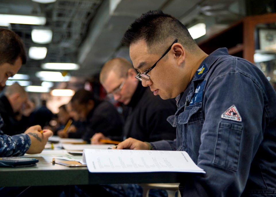 USS Bonhomme Richard (LHD 6) E-7 Advancement Exam 2017 170119-N-TH560-008