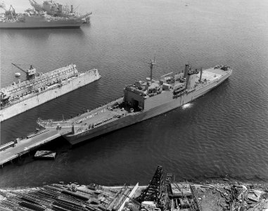 USS Boulder (LST-1190) at the National Steel and Shipbuilding Company shipyard pier on 13 April 1971 (USN 1147824)