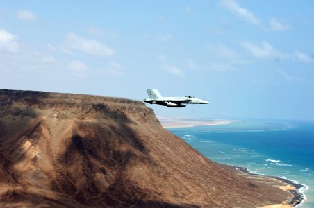 US Navy 071204-N-3931M-145 A U.S. Navy F-A-18E Super Hornet from the Red Rippers of Strike Fighter Squadron (VFA) 11 conducts bombing exercises at the Gordia bombing range off the coast of Djibouti