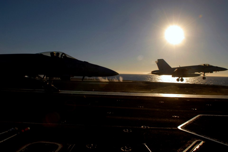 US Navy 071210-N-2959L-098 An F-A-18E Super Hornet assigned to the Eagles of Strike Fighter Squadron (VFA) 115 launches from the flight deck