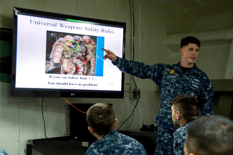 USS Bonhomme Richard (LHD 6) Weapons Safety 161114-N-TH560-016