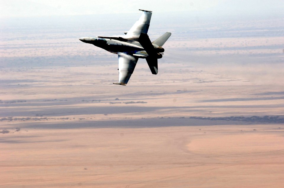 US Navy 071204-N-3931M-186 A U.S. Navy F-A-18 Super Hornet from the Red Rippers of Strike Fighter Squadron (VFA) 11 conducts bombing exercises at the Gordia bombing range off the coast of Djibouti