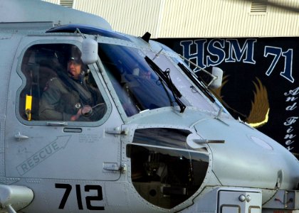 US Navy 071218-N-3069F-003 Vice Adm. Thomas Kilcline, commander, Naval Air Forces, prepares to pilot the Navy's newest premier combat helicopter, the MH-60R