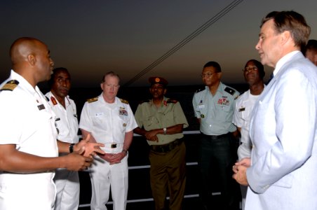 US Navy 071215-F-0509T-086 Leaders from the U.S. and Djiboutian military meet for a reception at end the Operation Image Nautilus aboard the amphibious dock landing ship USS Gunston Hall (LSD 44)
