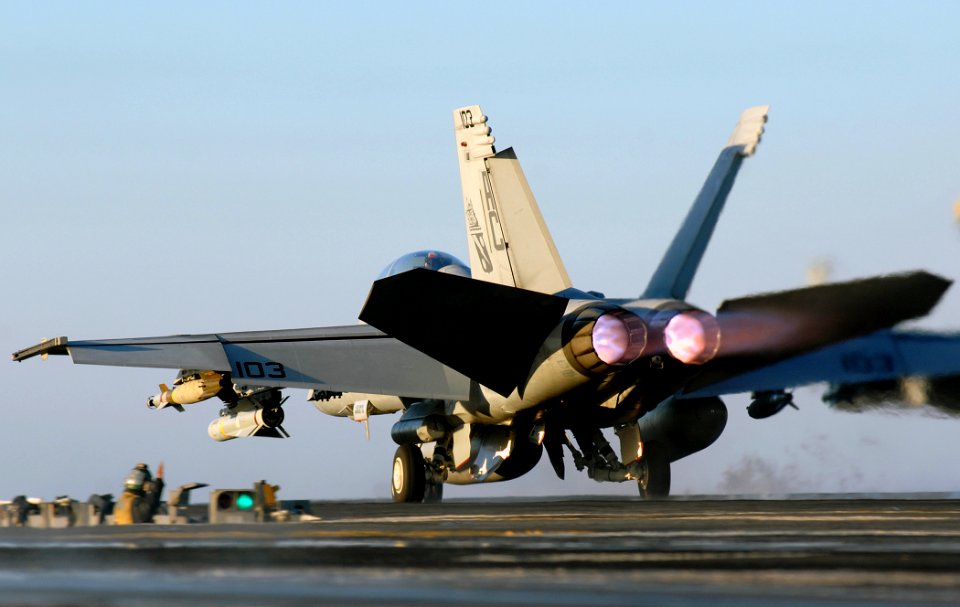US Navy 071211-N-8923M-227 An F-A-18F Super Hornet, attached to the
