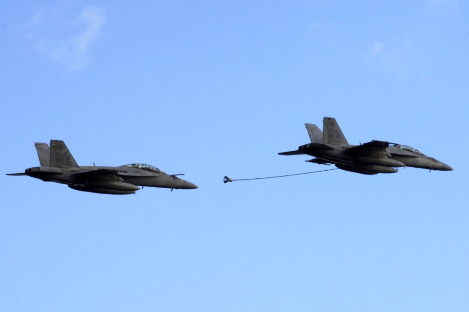 US Navy 071217-N-1598C-186 Two F-A-18F Super Hornets, attached to the