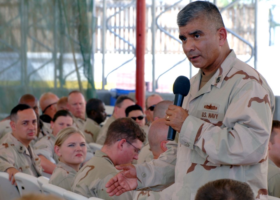 US Navy 071226-N-3285B-030 Master Chief Petty Officer of the Navy Joe R. Campa speaks to Sailors stationed at Combined Joint Task Force - Horn of Africa